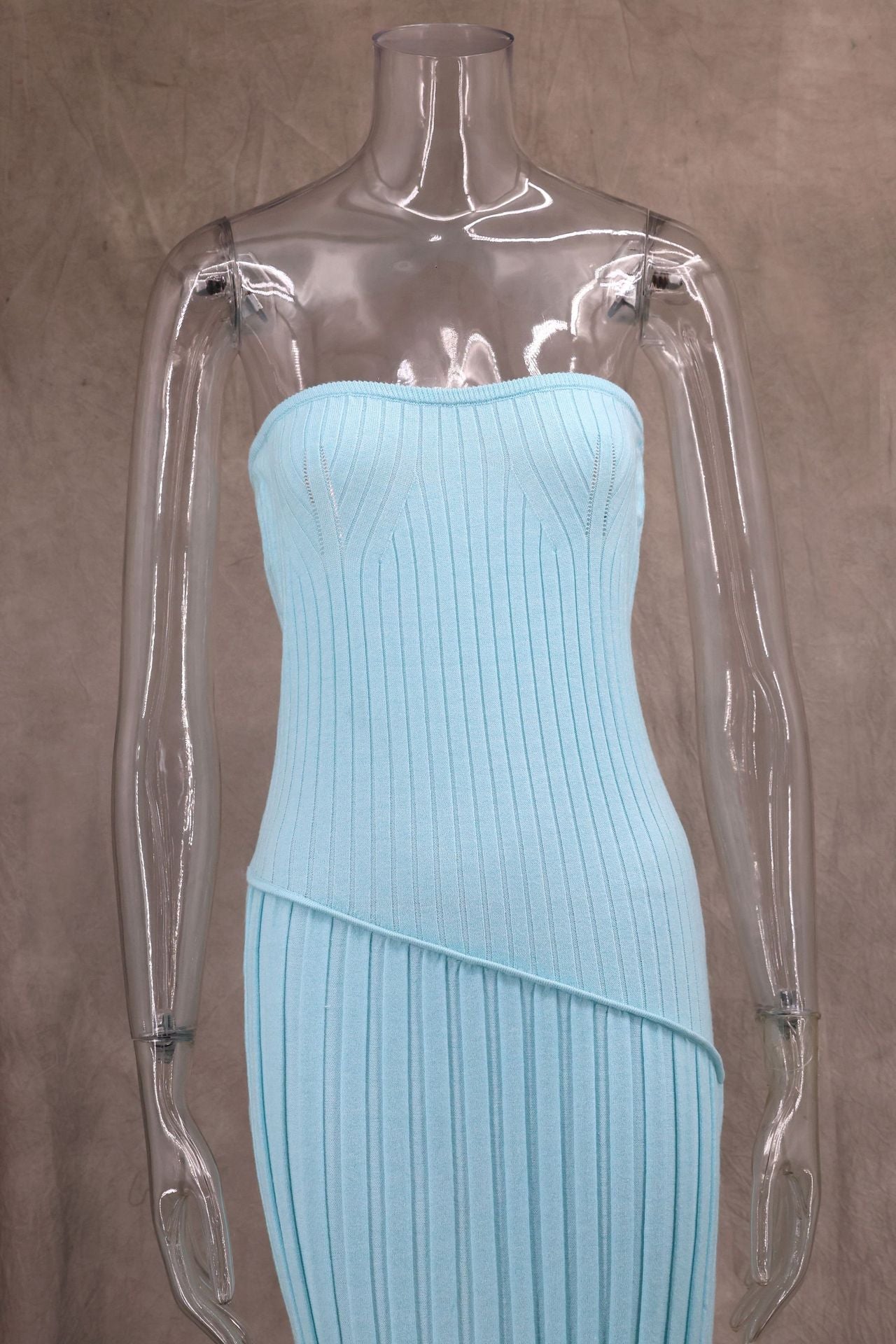 Women spring Summer Strapless twist flower split dress 13