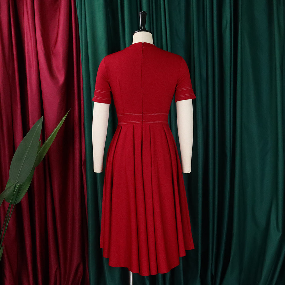 Plus Size Women's Summer Chic Elegant Oversized A-Line Short Sleeve Dress 19