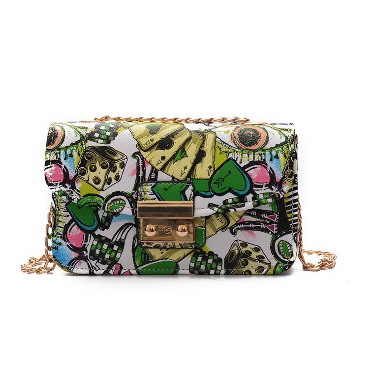 Fashion Printed Small Square Bag Graffiti Women's Style Chain Bag Crossbody Shoulder Bag 8