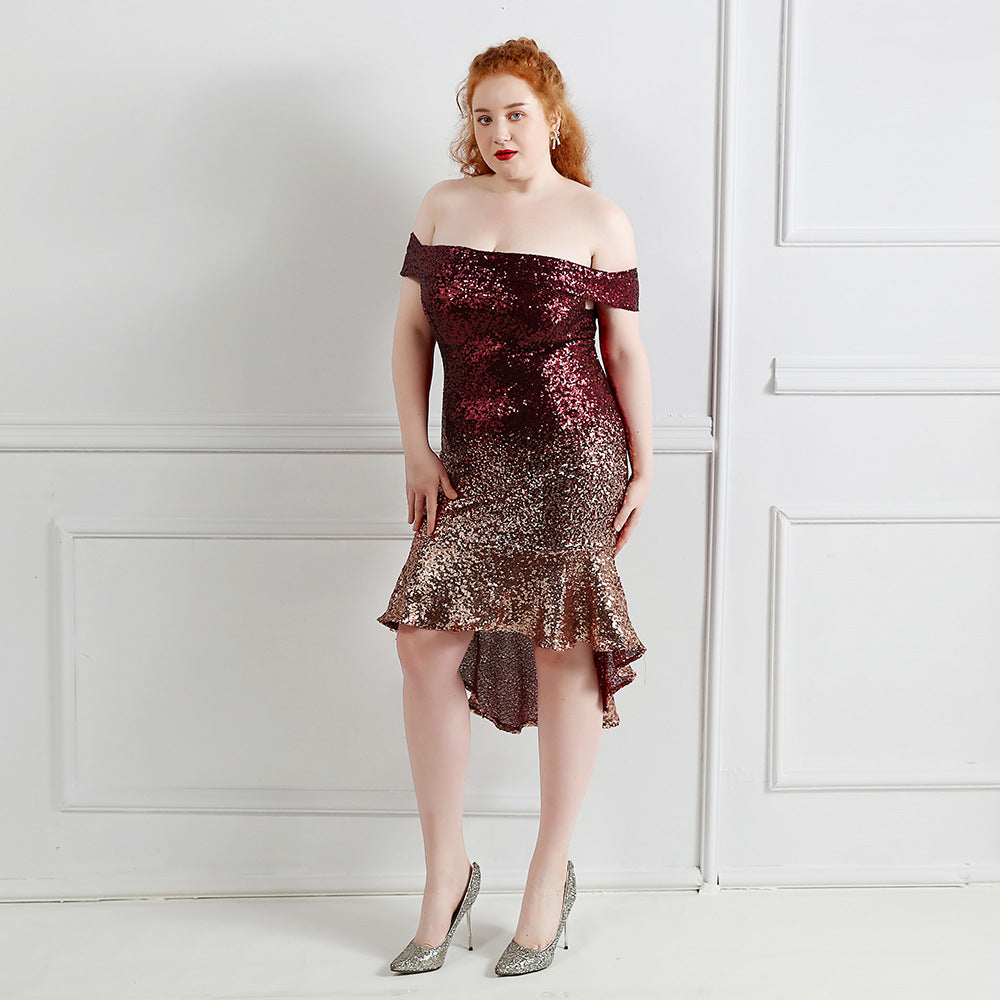 Plus Size Women Sequin Formal Party Mermaid Dress 3