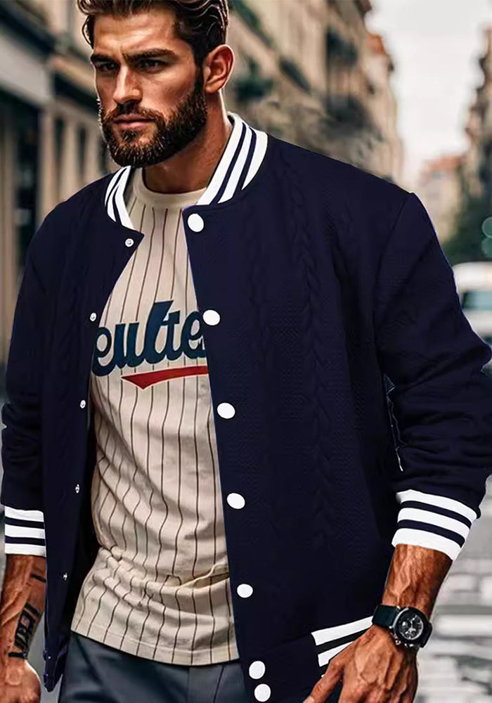 Men's jacquard trendy Solid baseball Coat