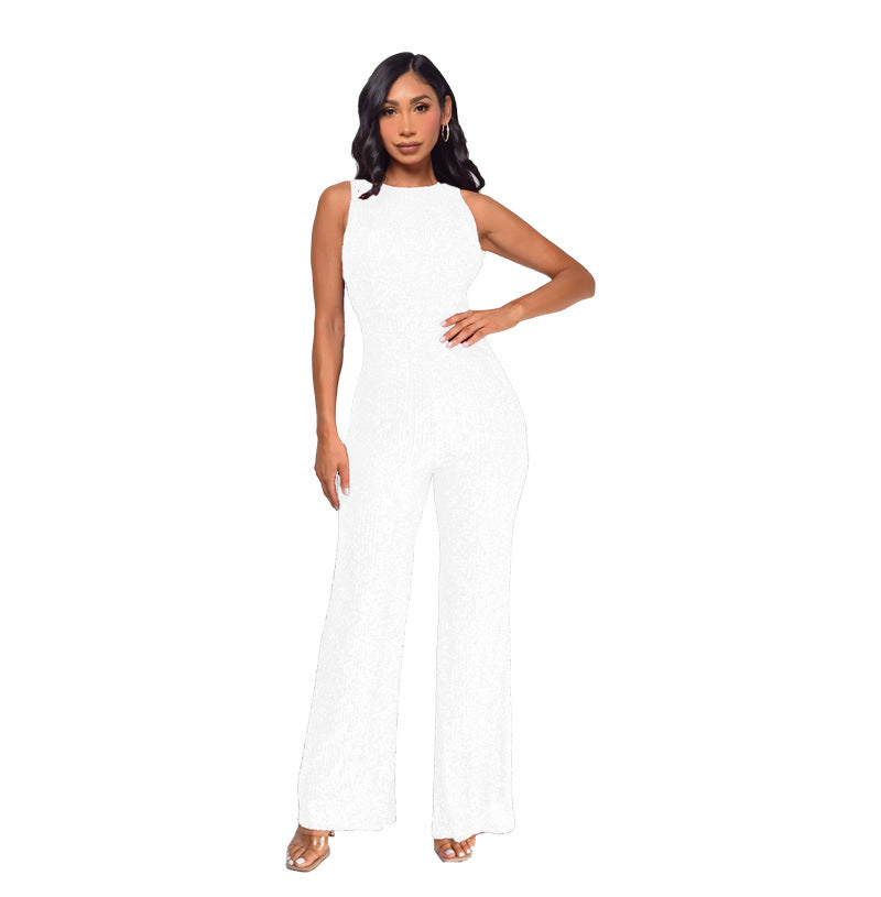 Sleeveless Sequin Round Neck Slim Fit Women's Jumpsuit 25