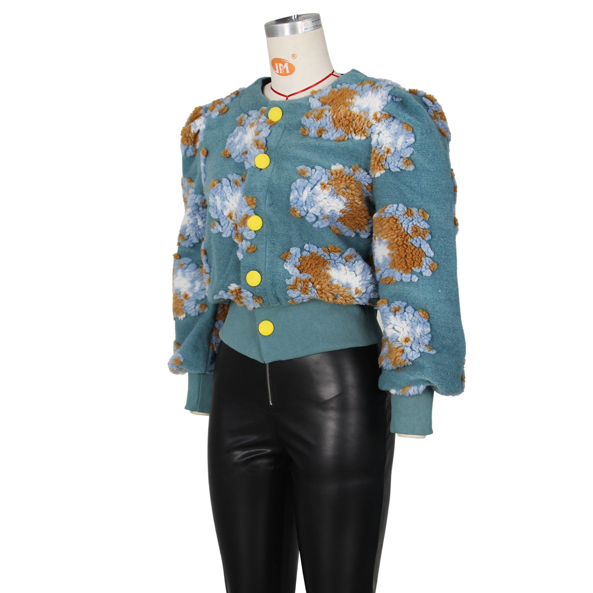 Women Fall and Winter Retro Flower Crop Jacket 29