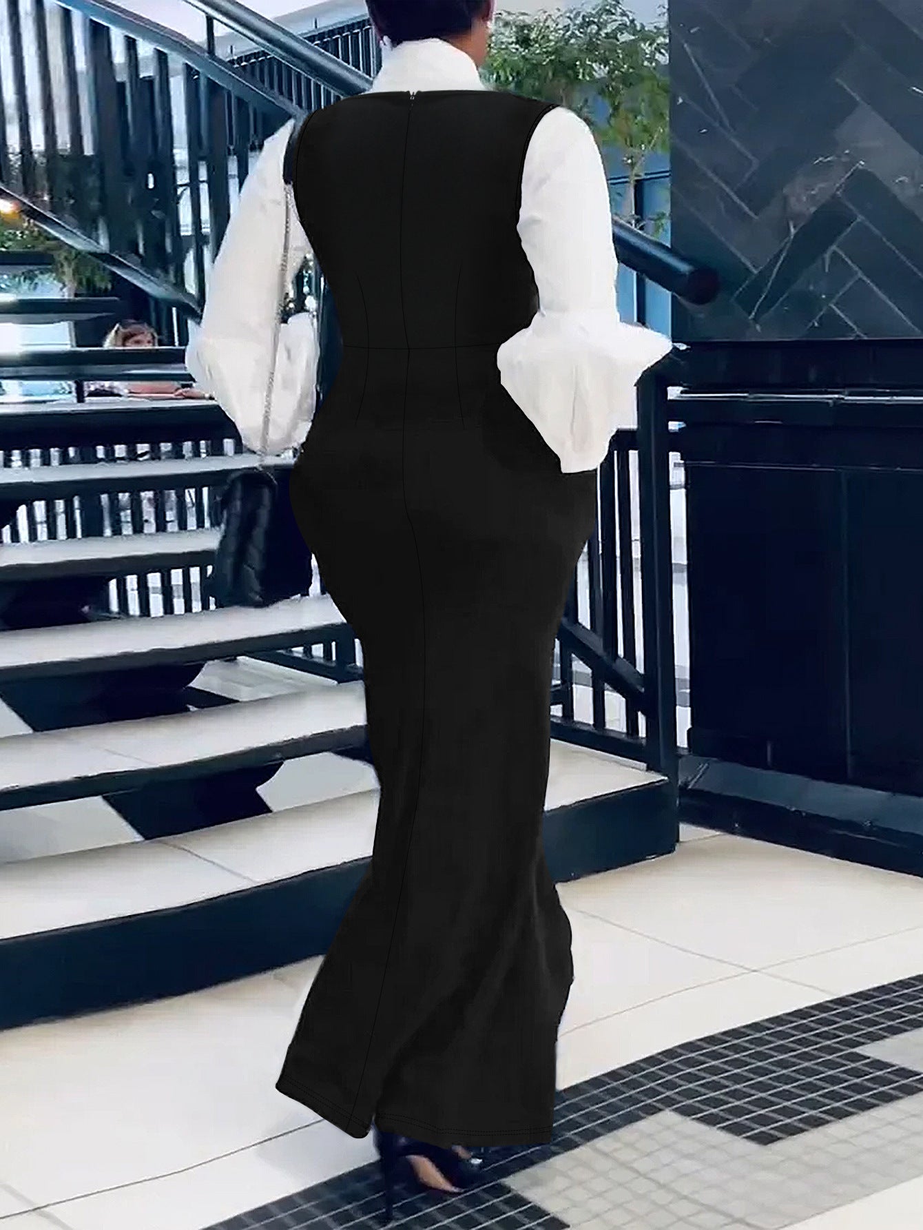 Plus-Size Women Solid Casual Suspender Skirt 8