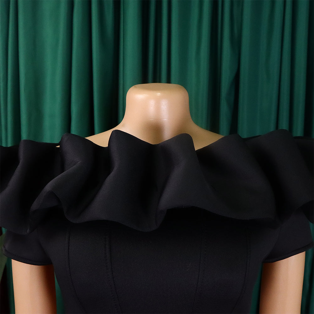 Women's Fashion Summer Solid Color Off Shoulder Mermaid Maxi Evening Dress 22