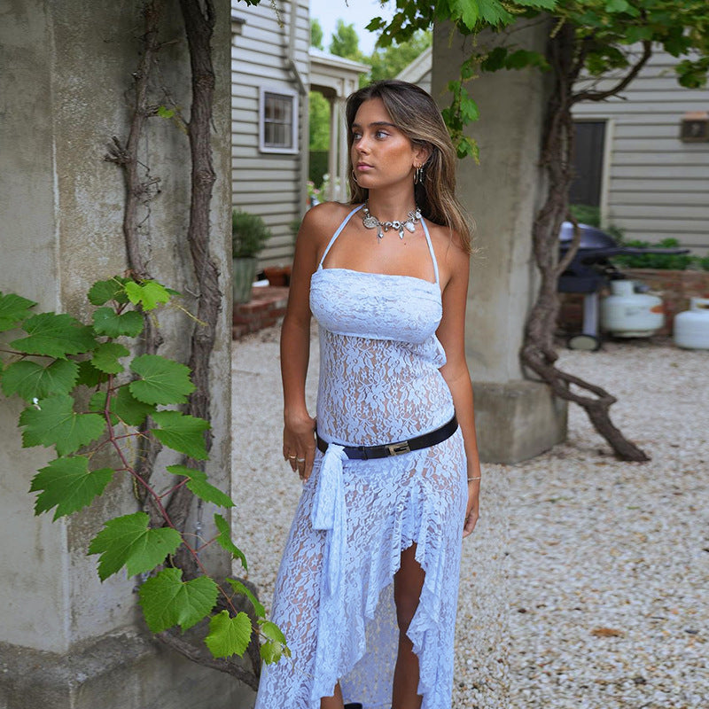 Women Holidays Lace See-Through Sexy Strap Dress 4