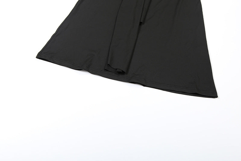 Autumn Women's Sexy Mesh Patchwork See-Through Slim Fit Halter Neck Lace-Up Dress 16