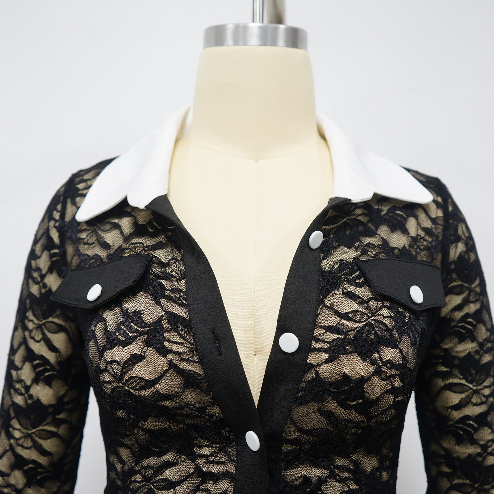 Women Lace Patchwork Long Sleeve Jumpsuit 12