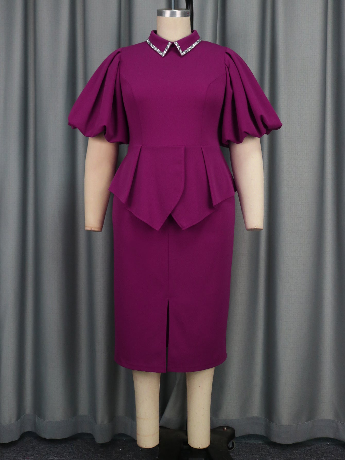 Plus Size African Women Party Elegant Fake Two-Piece Ruffle Bodycon Dress 5