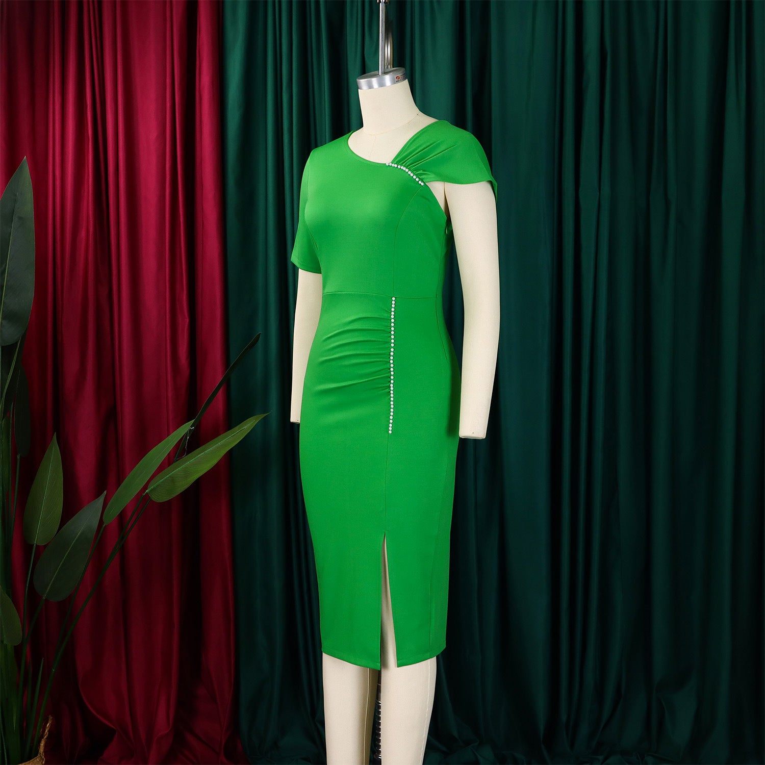 Beaded High Waist OL African Bodycon Dress 12