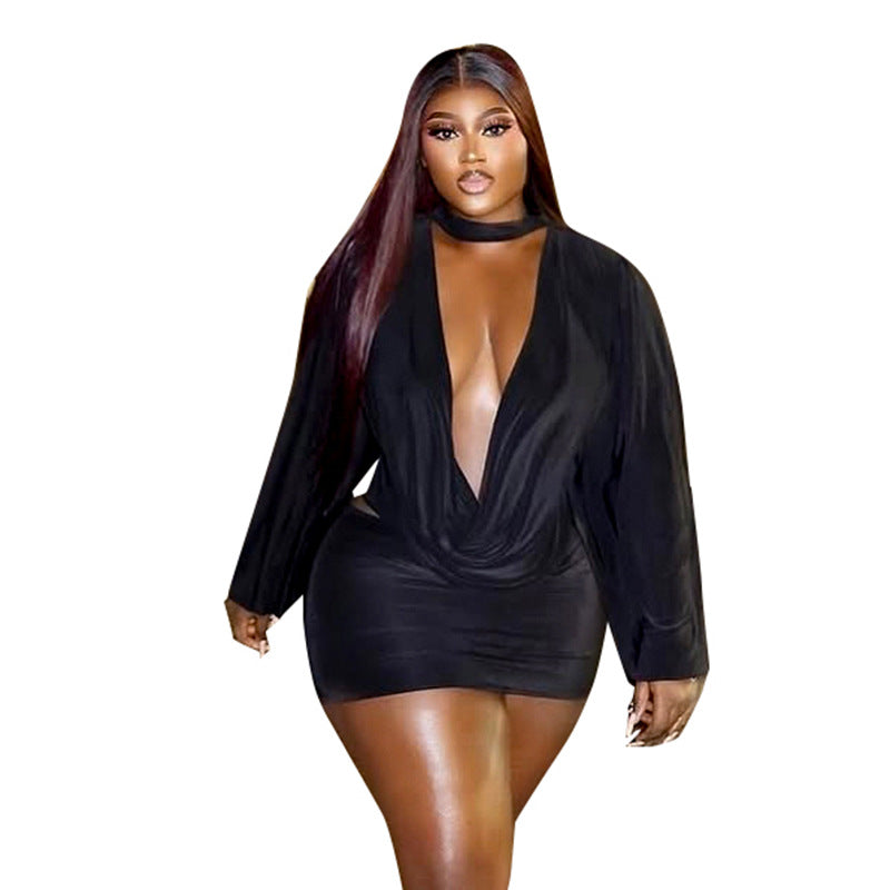 Women Fall Solid Casual V-Neck Long-Sleeved Top and Mini Skirt Two-Piece Set 31