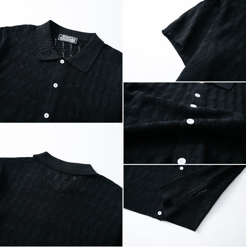 Men's Spring and summer knitting short-sleeved polo top 16