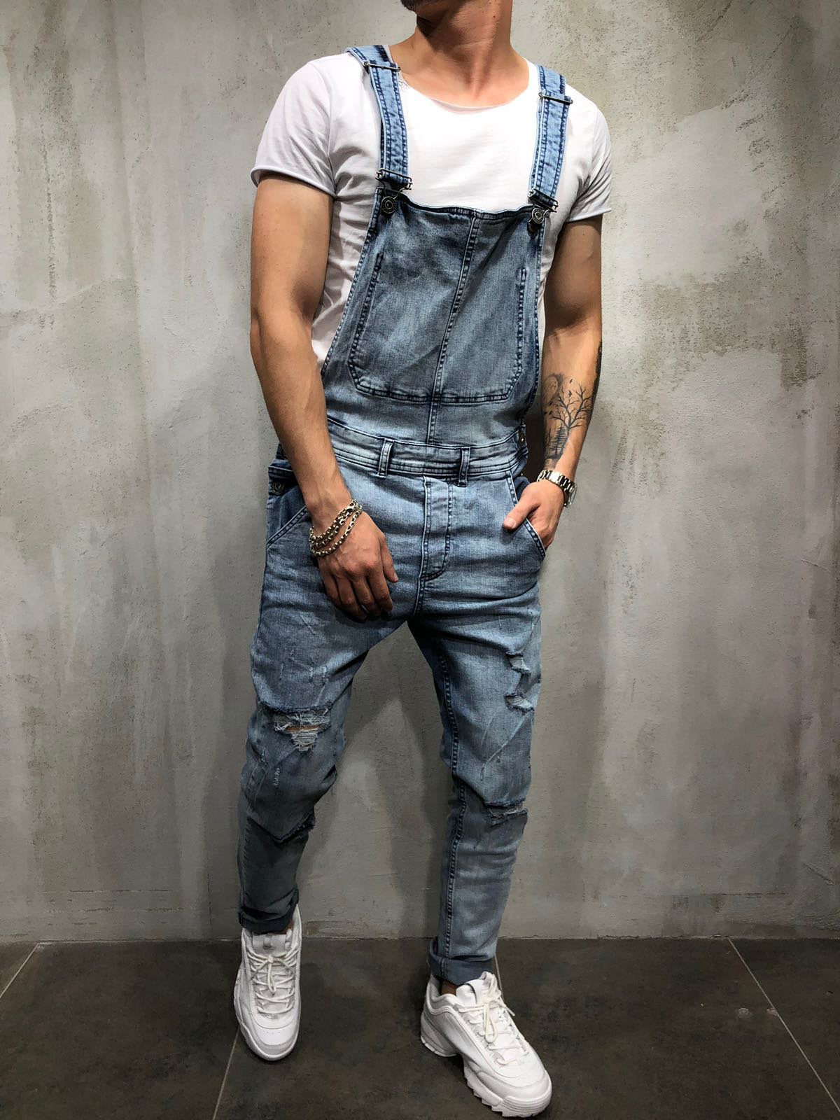 Men'S Denim Bib Suspender Men'S Denim Pant Jumpsuit