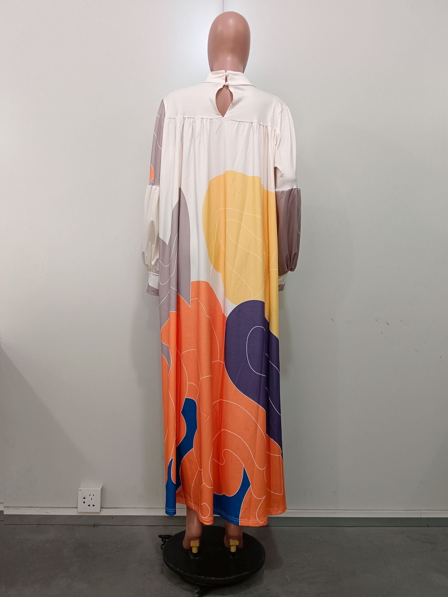 Autumn Women's Printed Long Sleeve Casual Loose Maxi Dress 4