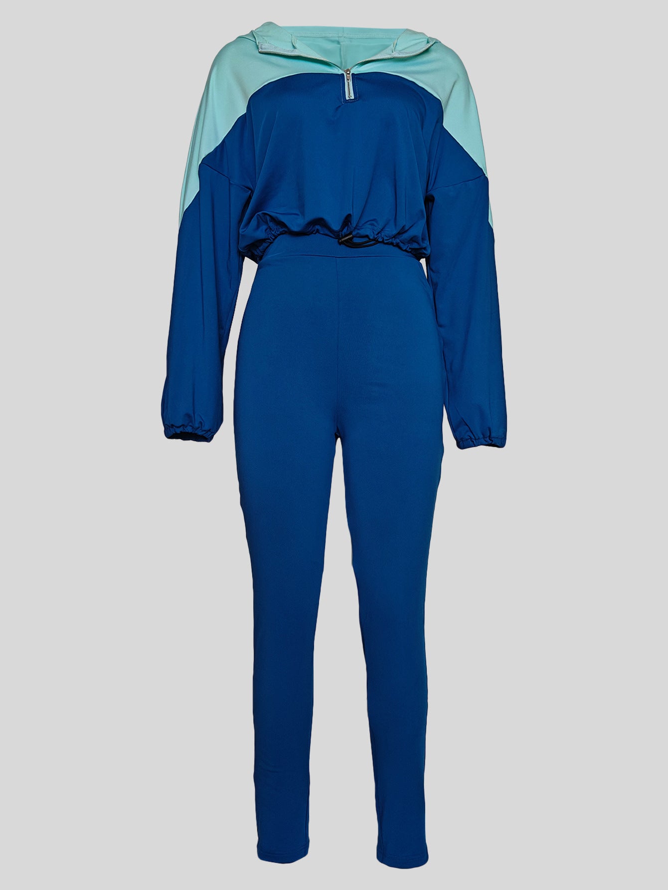 Women Casual Long Sleeve Patchwork Hooded Top and Pants 2-Piece Set 3