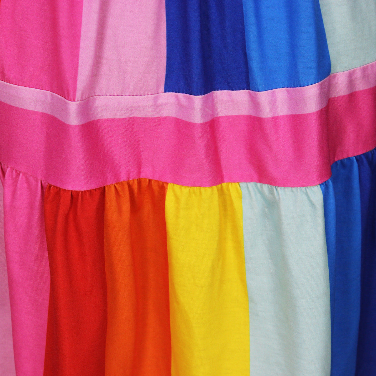 Rainbow Stripe Fashion Straps Casual Dress Color Block Patchwork Sexy Dress For Women 16