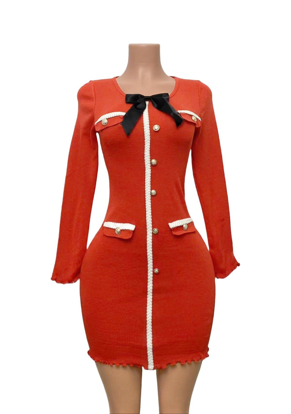 Chic Fashion Knit Long-Sleeve Bodycon Women's Dress 21