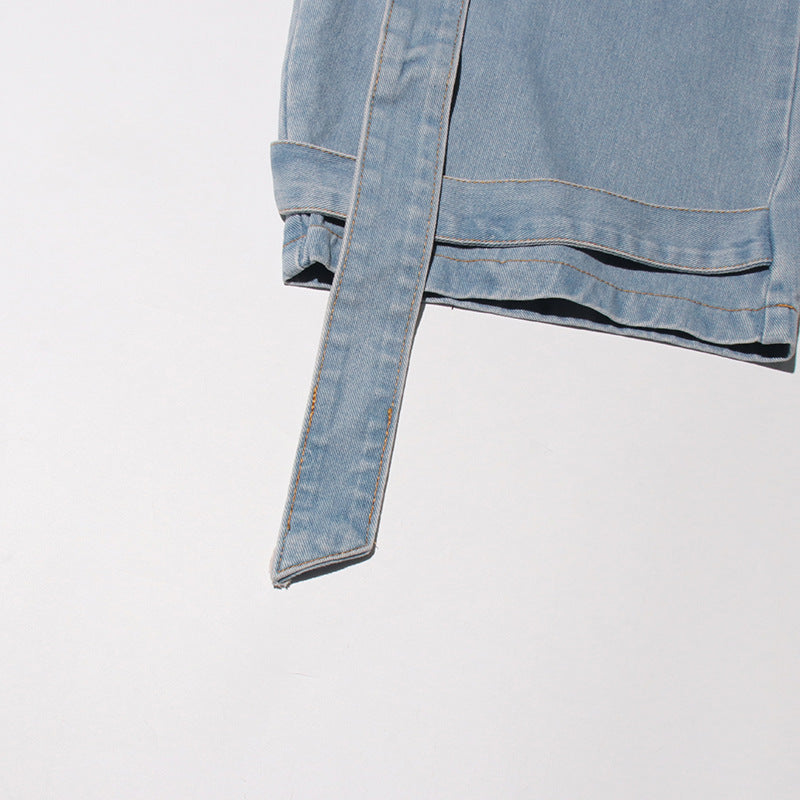 Women Street Denim Washed Cargo Wide-Leg Pants 18