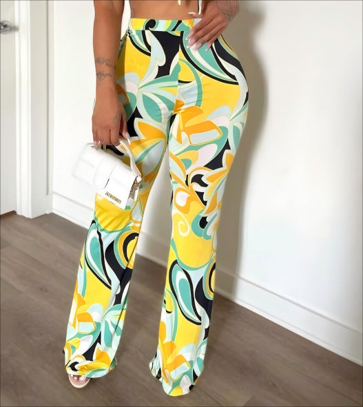 Women's Fashion Floral Print Wide-Leg Pants 4