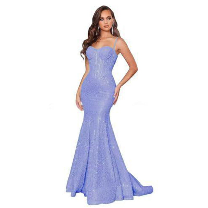 Women Solid Strapless Formal Party Fishtail Evening Dress（Processing time need 3-6 days） 4