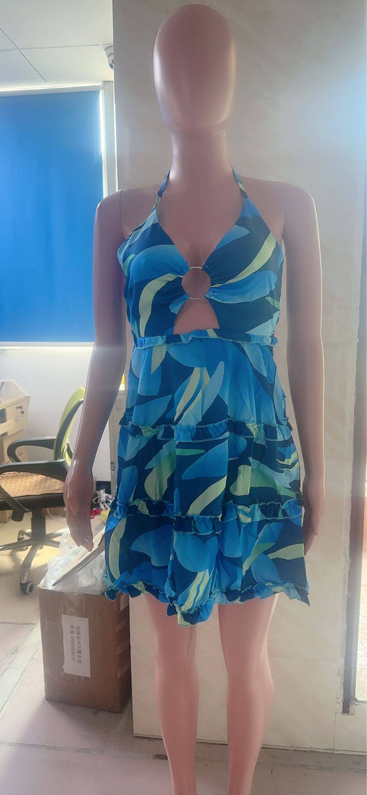 Strappy Printed Ruffle Dress 7