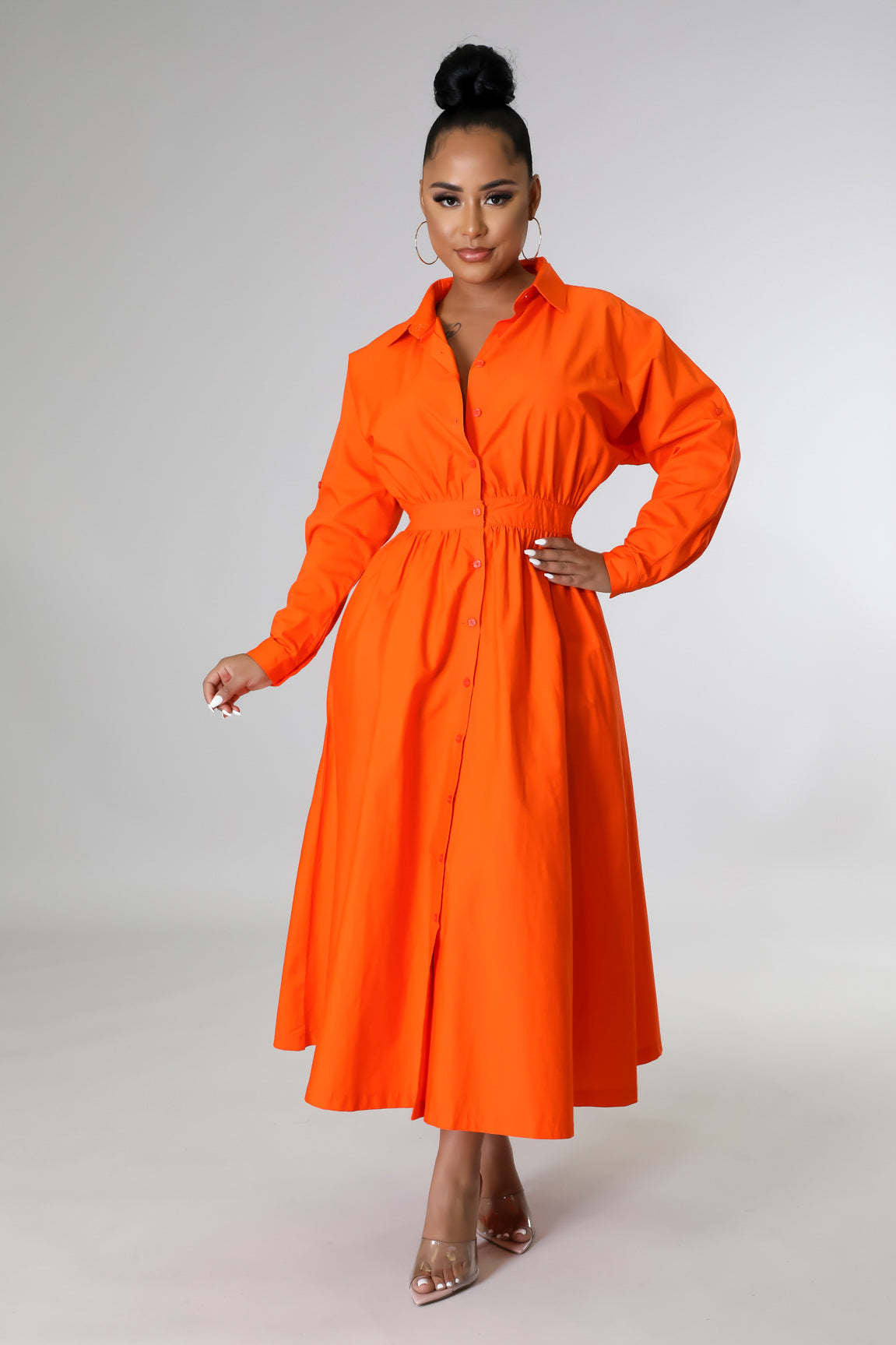 Women'S Dress Fashion Shirt Dress Tunic Loose Long Sleeve Long Dress 5