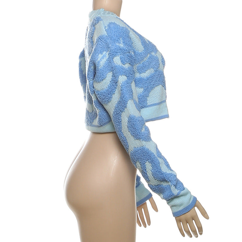 Autumn Fashion Color Matching V-Neck Buttoned High Waist Slim Women Knitting Top 29