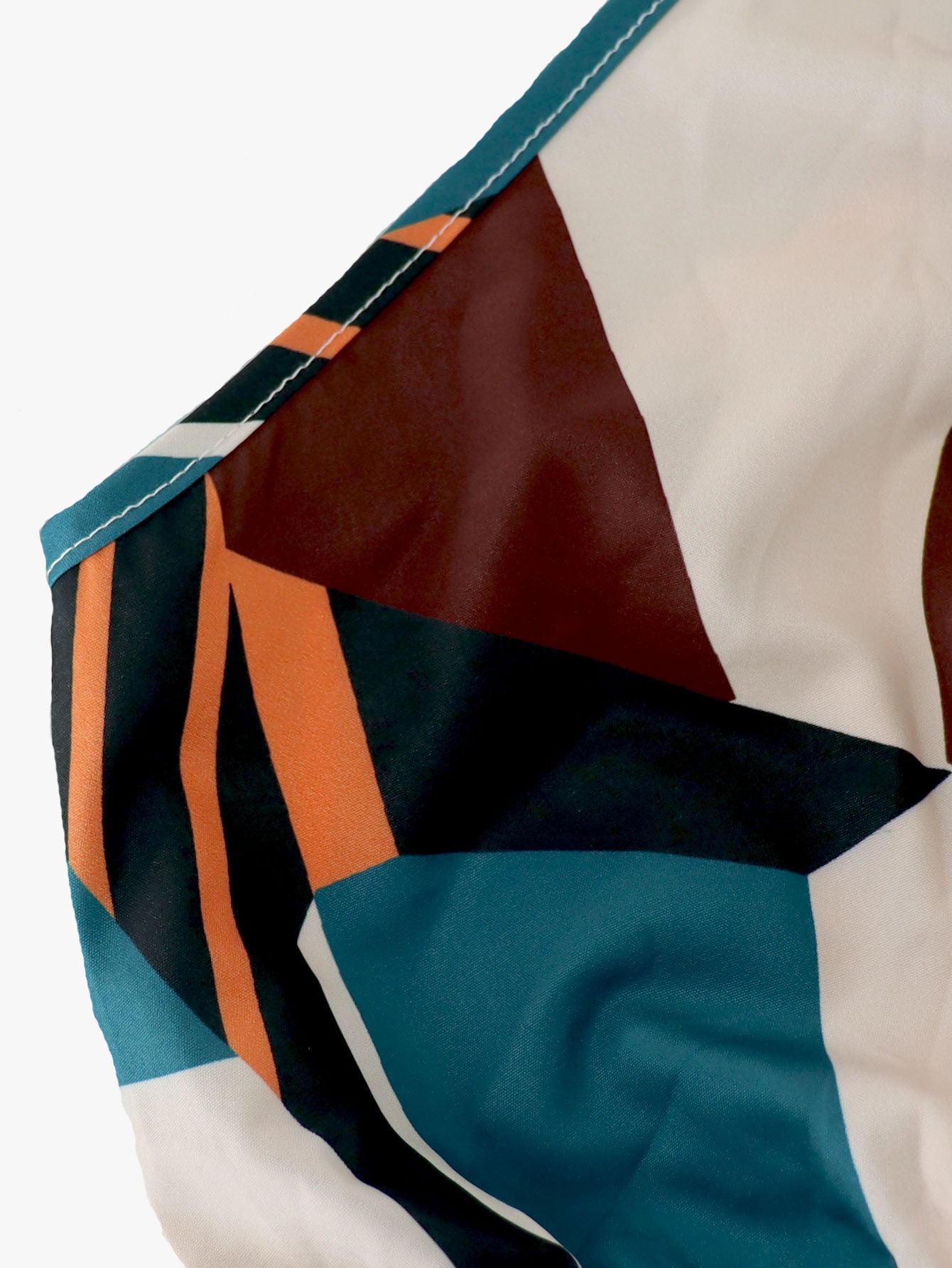 Plus Size Women's Bohemian Sleeveless High-Neck Geometric Print Color Block Tie-Waist Dress 9