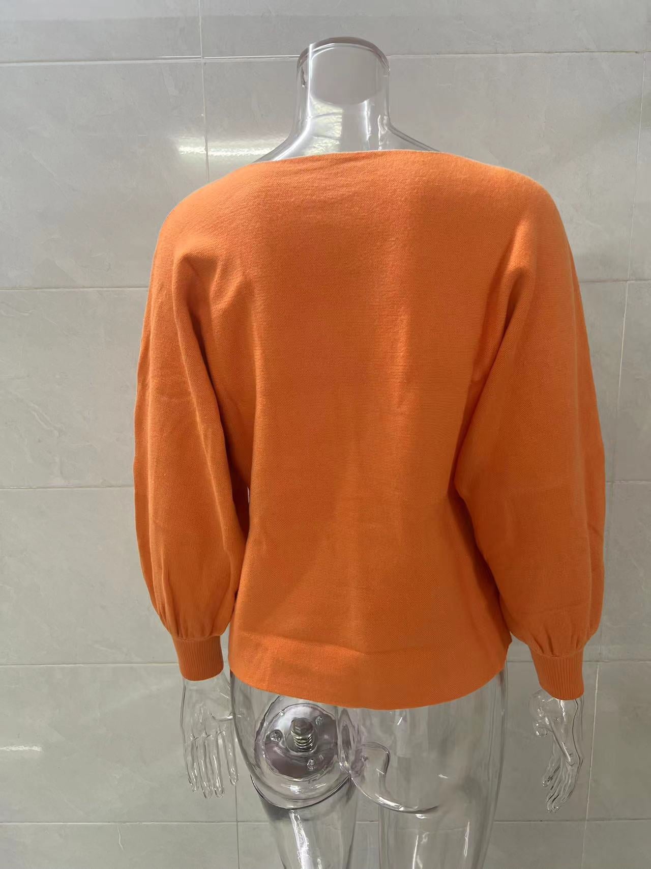 Lantern Sleeve Loose Pullover Knitting Sweater For Women 21