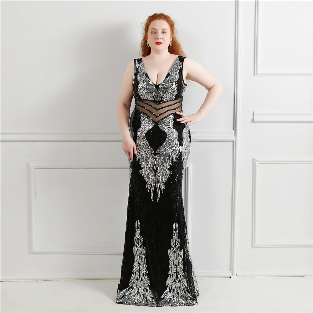 Plus Size Women Sequins Sleeveless Formal Party Evening Dress 11