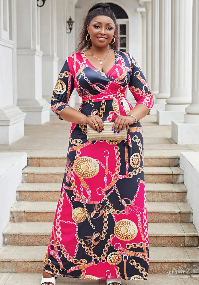 Sexy Fashion Chain Print Fashion Swing Dress