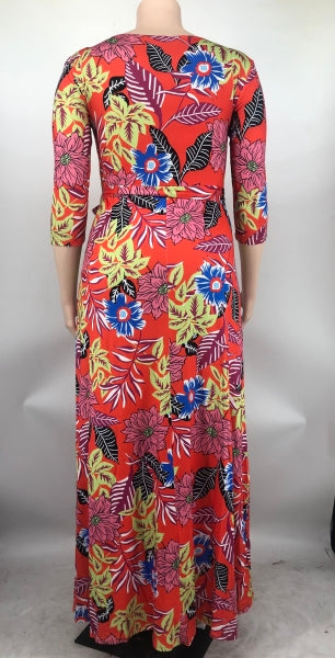 Plus Size Women Casual Print Maxi Dress 13