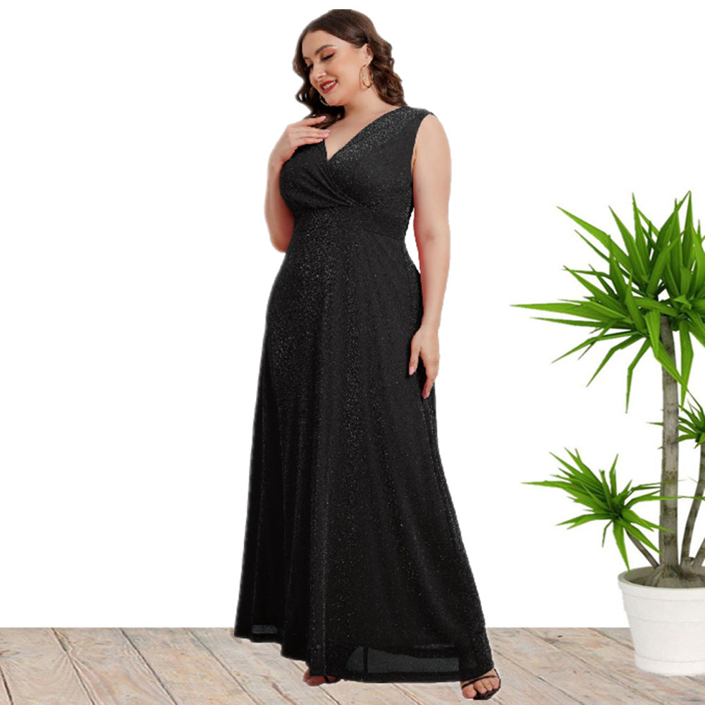 Plus Size Women's Summer Sleeveless V-Neck Gown Maxi Dress 8