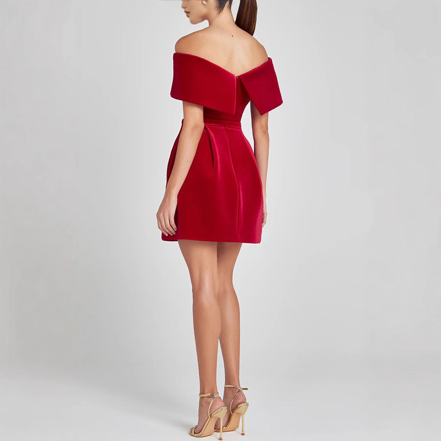 Women Spring Summer Off Shoulder Casual Pocket Dress 6