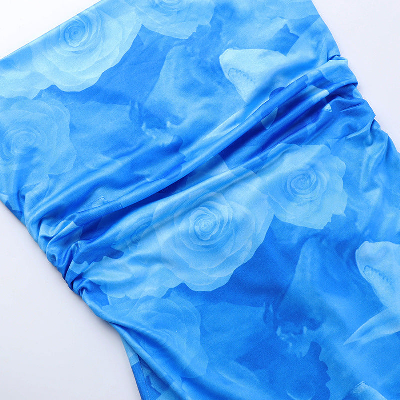 Women summer printed hooded Strap Bodycon Dress 14