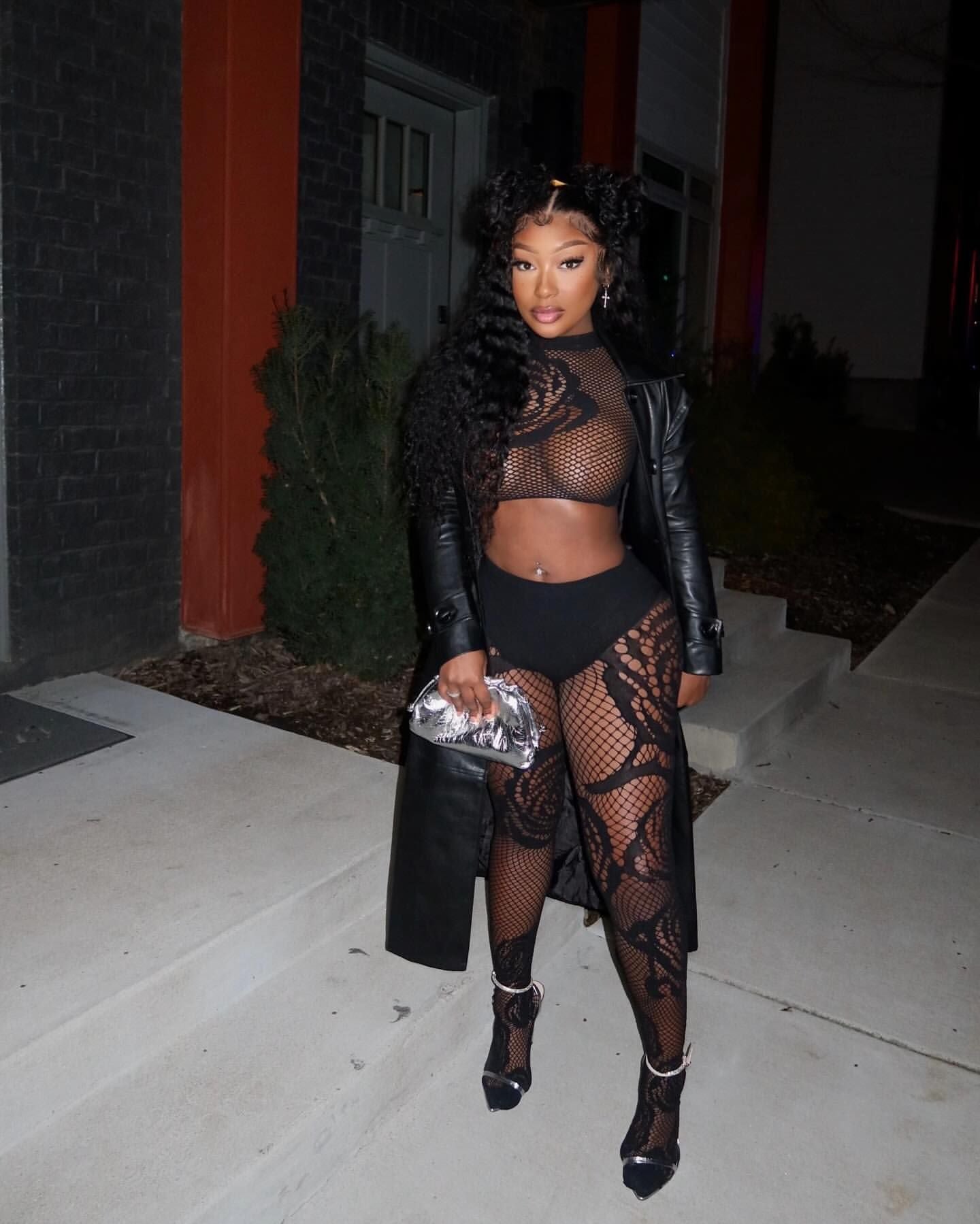 Women hollow sexy mesh two-piece set