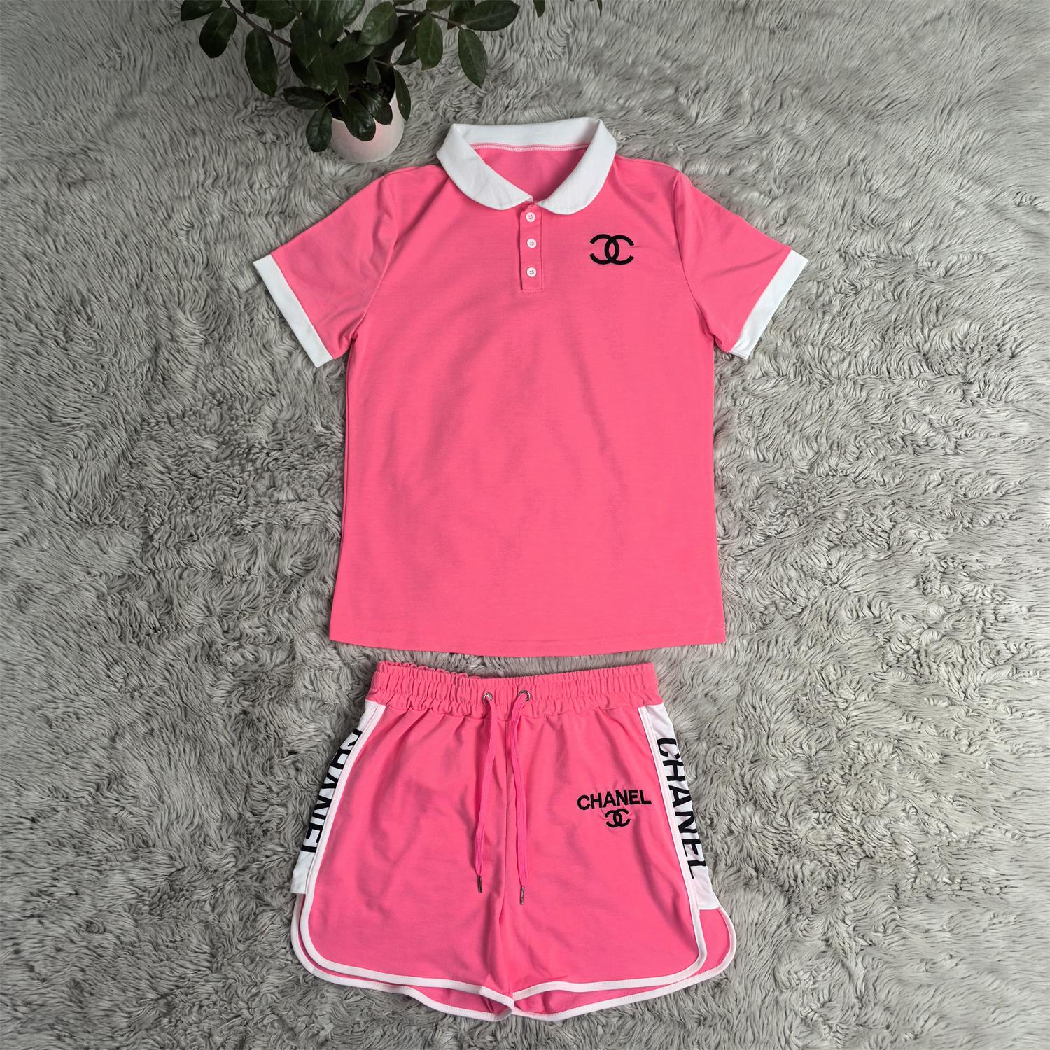 Women's Fashion Casual Trendy Embroidered Two Piece Short-Sleeved Shorts Set 3