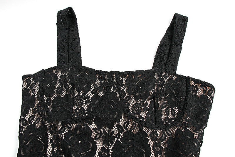 Women's Fashion Sexy Lace Strap Slim See-Through Slit Chic Dress for Women 6