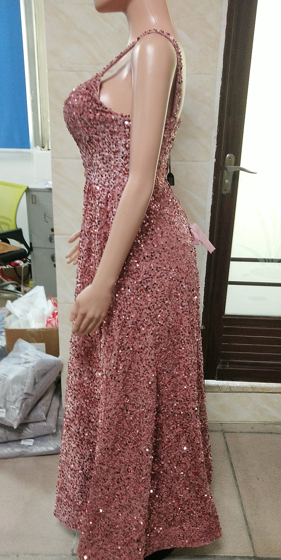 Luxury Sequin Prom Dress Side Slit Glitter Long A Line Formal Party Evening Dress(process time 3-7days) 46