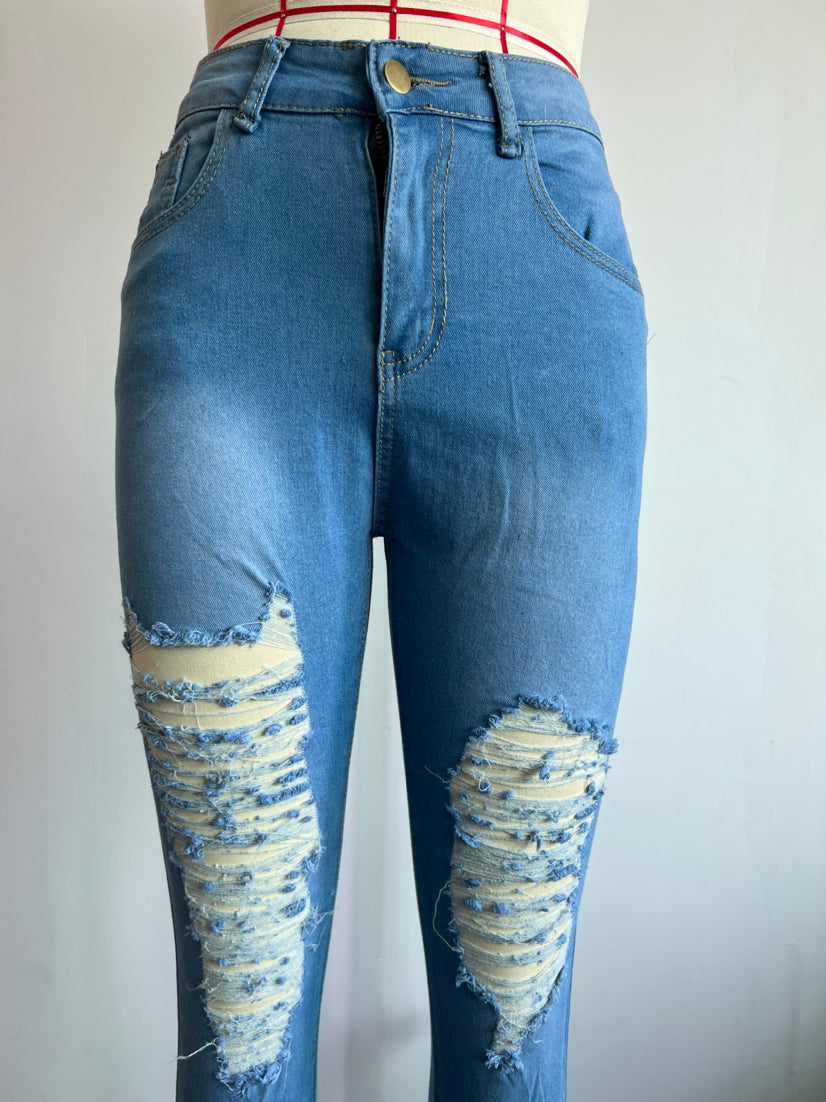 Women's Ripped Denim Tight Pants 6