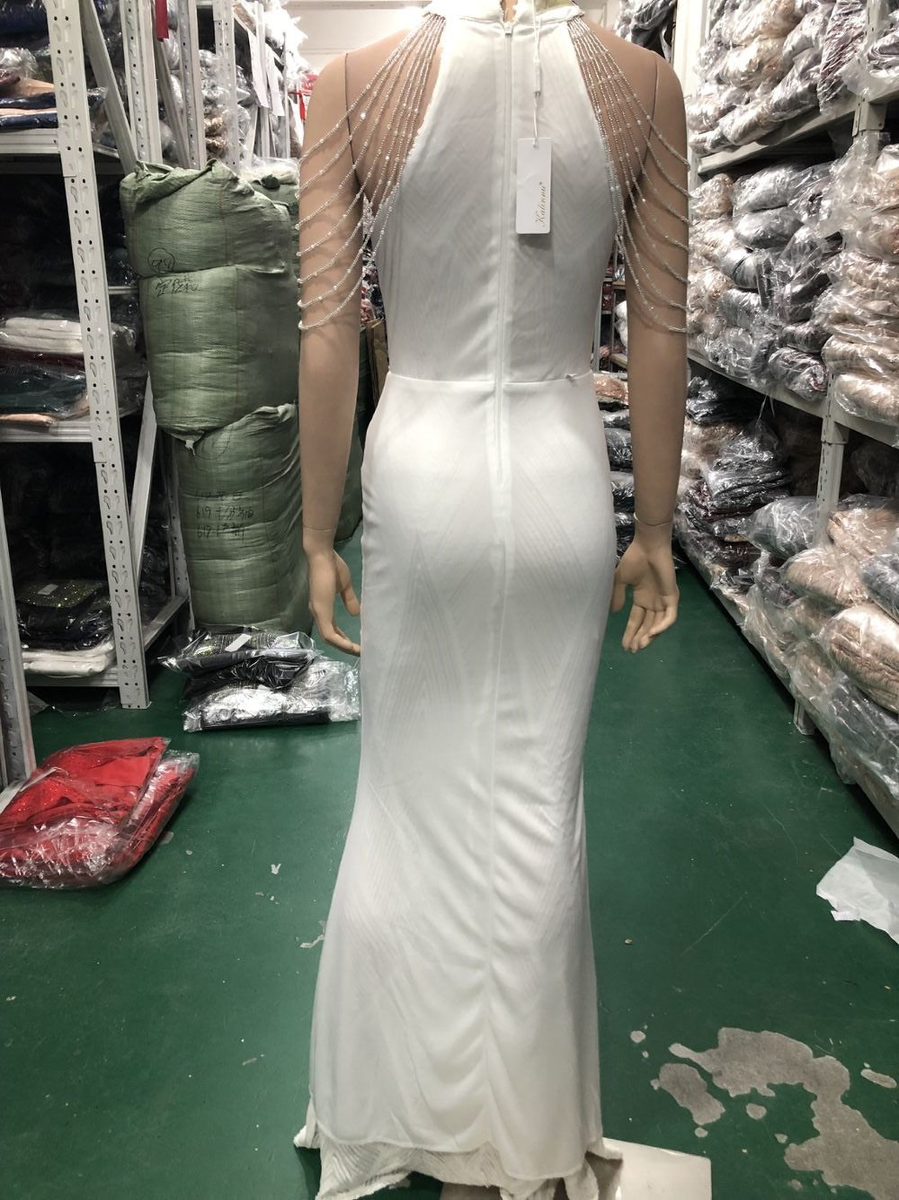 Deep V-Neck Sequined Fishtail Dress Sexy Evening Party Gown 47