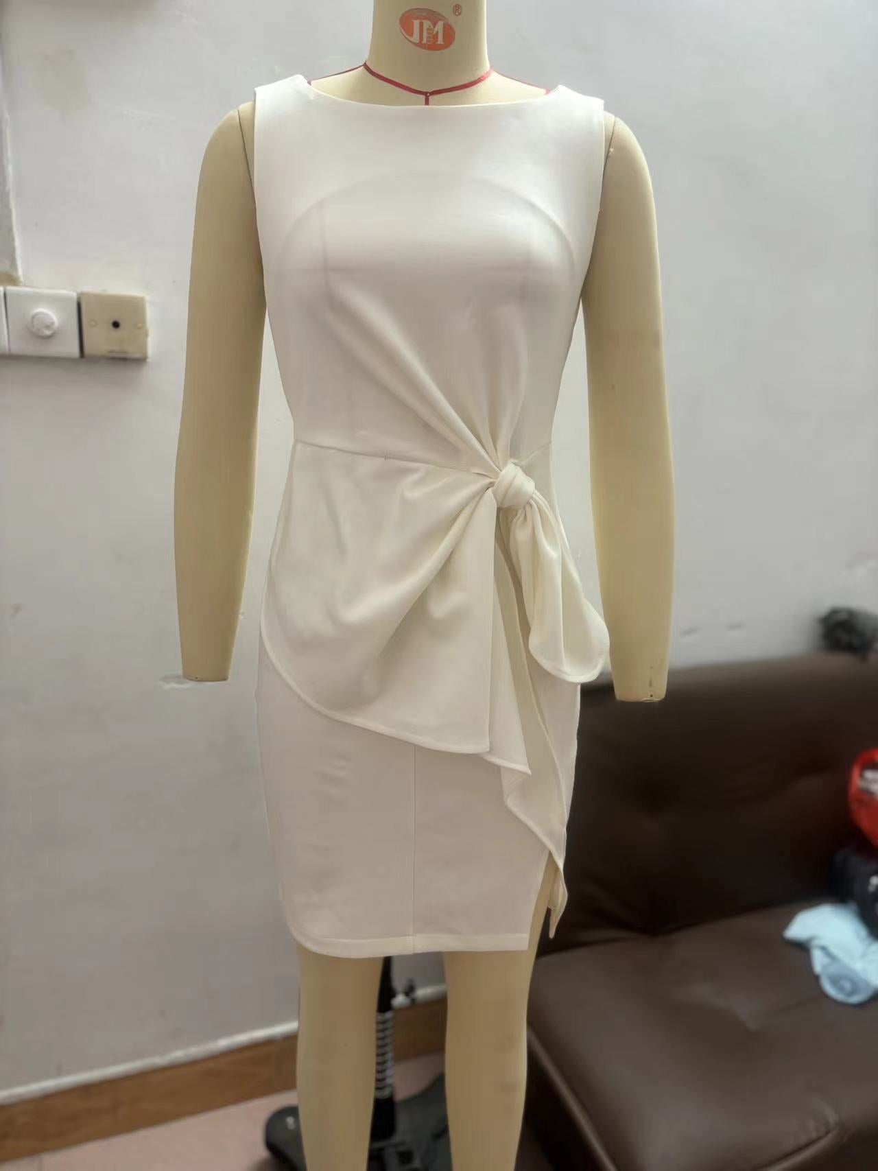 Women sleeveless bow decoration dress 11