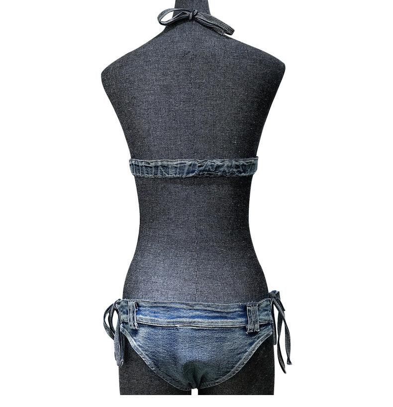 Women Sexy Denim Bikini Beach Swimwear Two Pieces 15