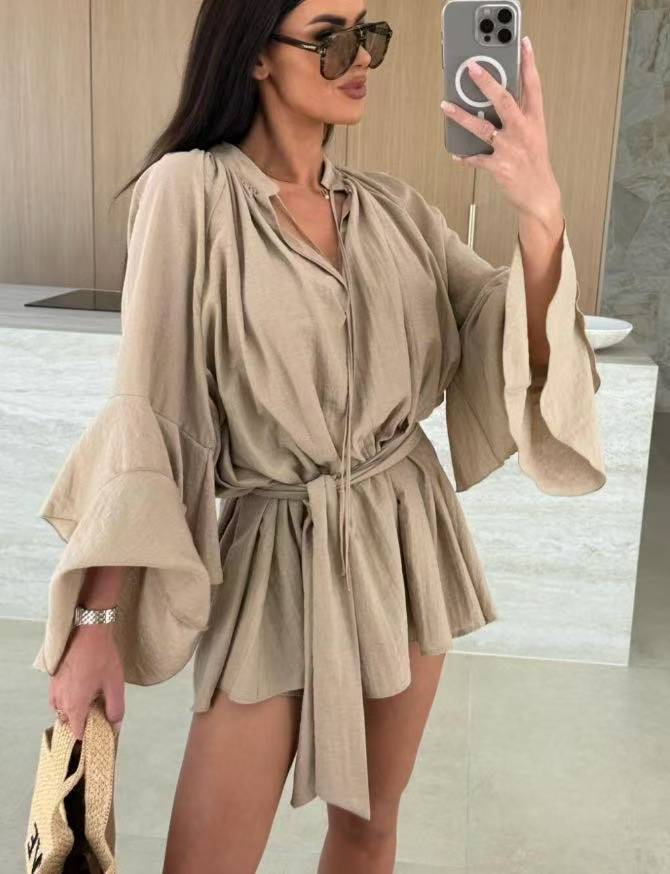 Women's Lace Ruffle Sleeve V-Neck Blouse 14