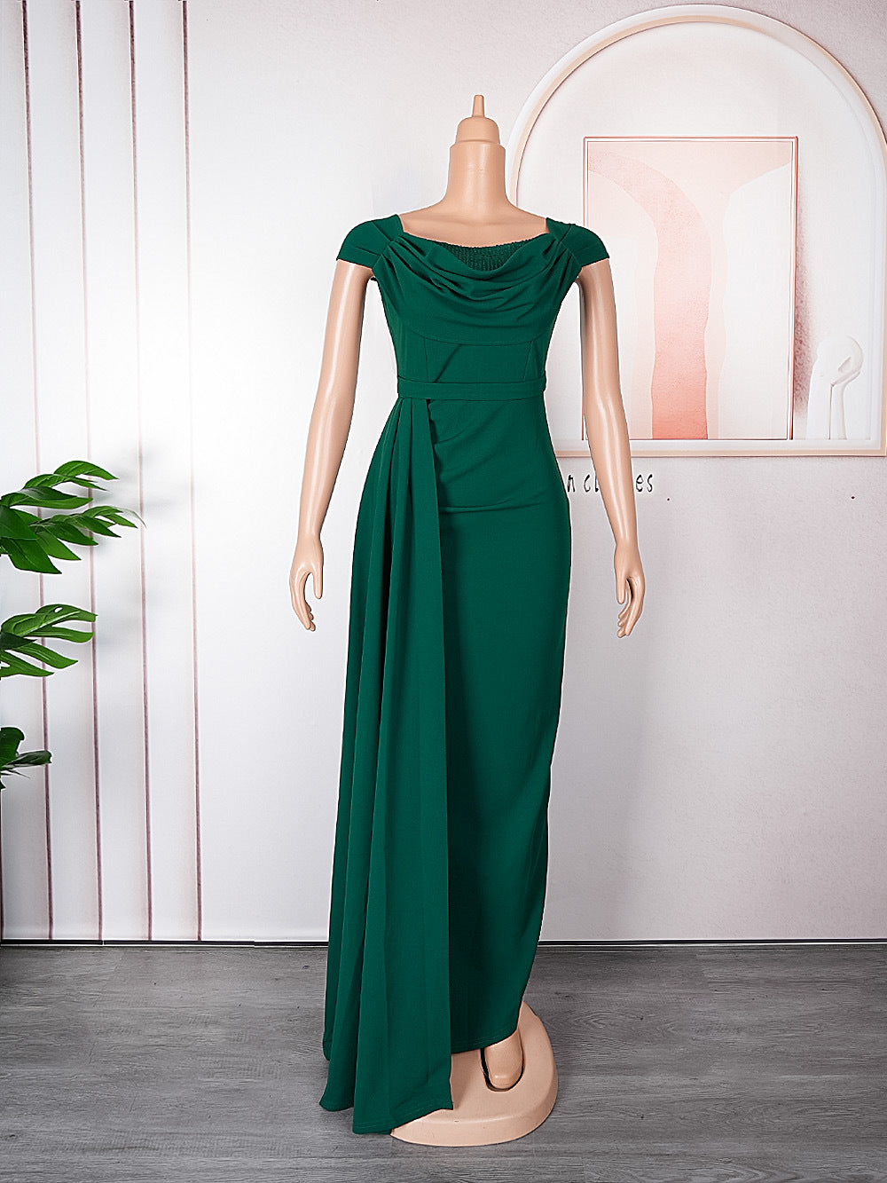 African Women's Plus Size Solid Color Long Dress 18