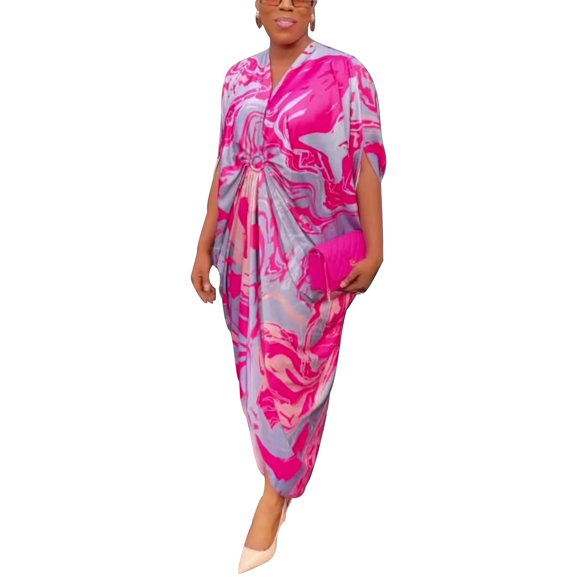 Summer Ladies Printed Short Sleeve Loose Dress 10