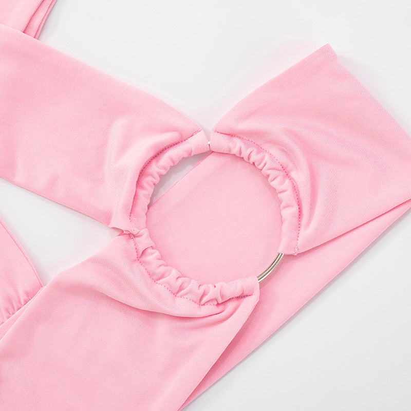 Women Sexy Hollow Cross Lace-Up Ribbon Bodycon Dress 19