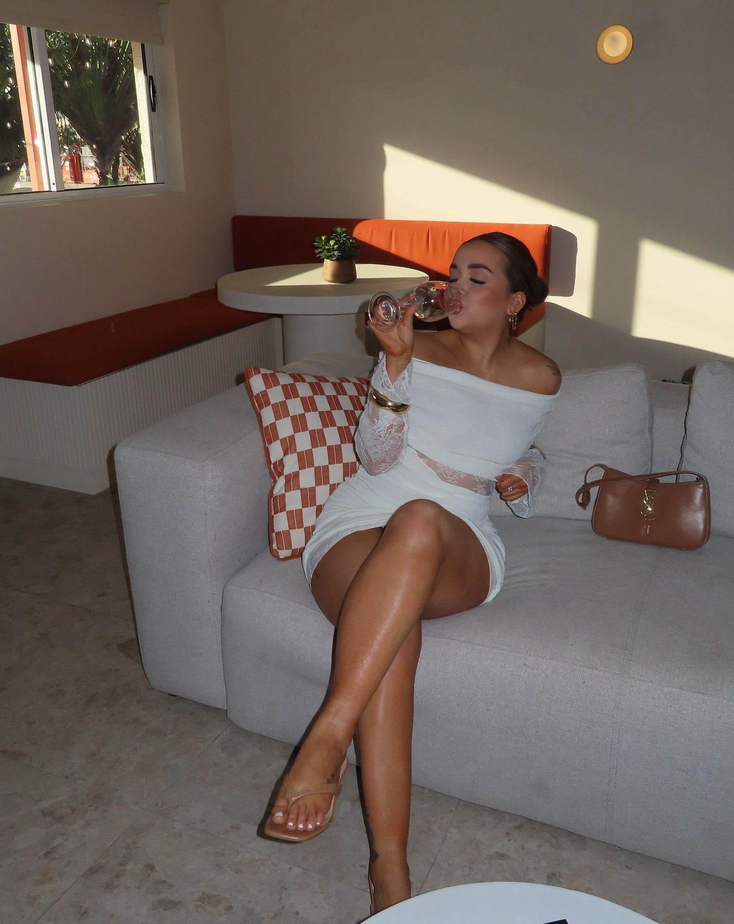 Women's Chic Lace Patchwork Off-Shoulder Knit Short Dress 14