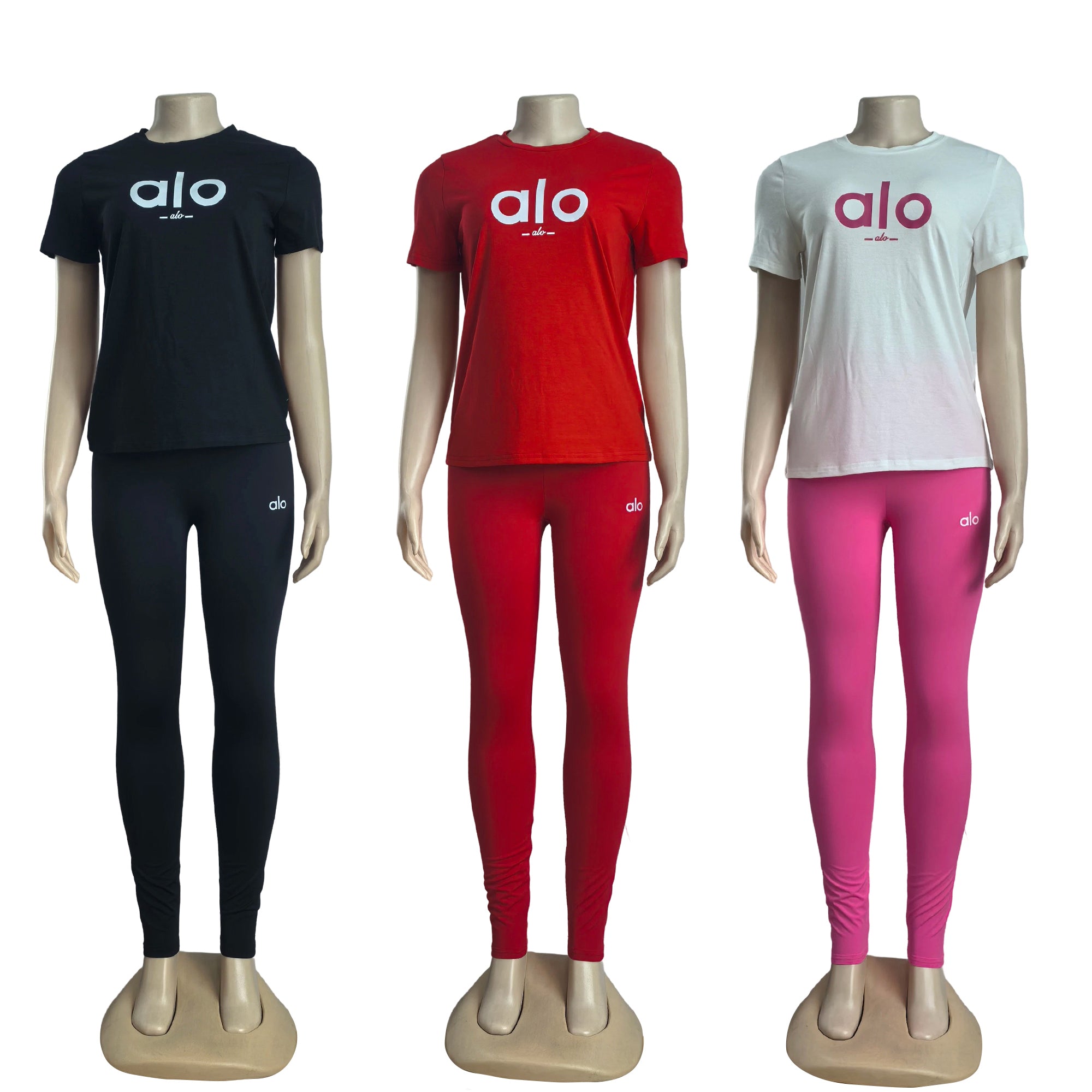 Fashion Cotton Round Neck Short-Sleeve Top & High-Stretch Quick-Dry Yoga Pants Set 8