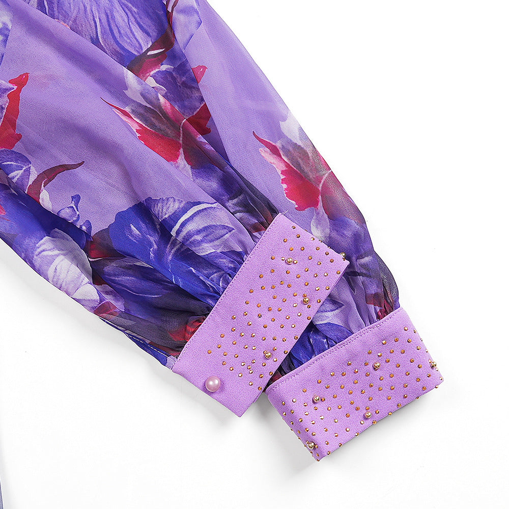 Plus Size Women African Elegant Print Long Sleeve Dress 22